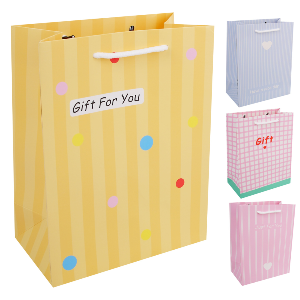 Пакет бумажный подарочный "Gift", 18х23х10 см, ассорти