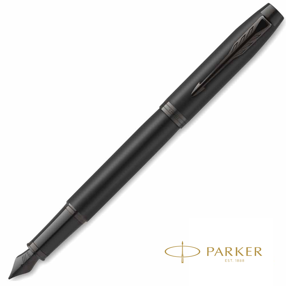 Ручка перьевая "Parker IM Achromatic", F, черный, патрон синий