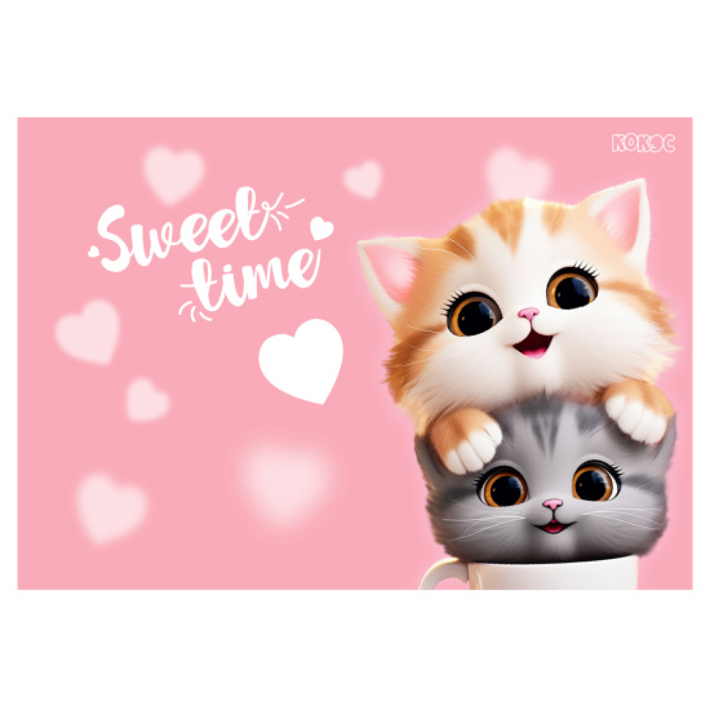 Пленка для труда "Cute cats", 50х70 см, розовый