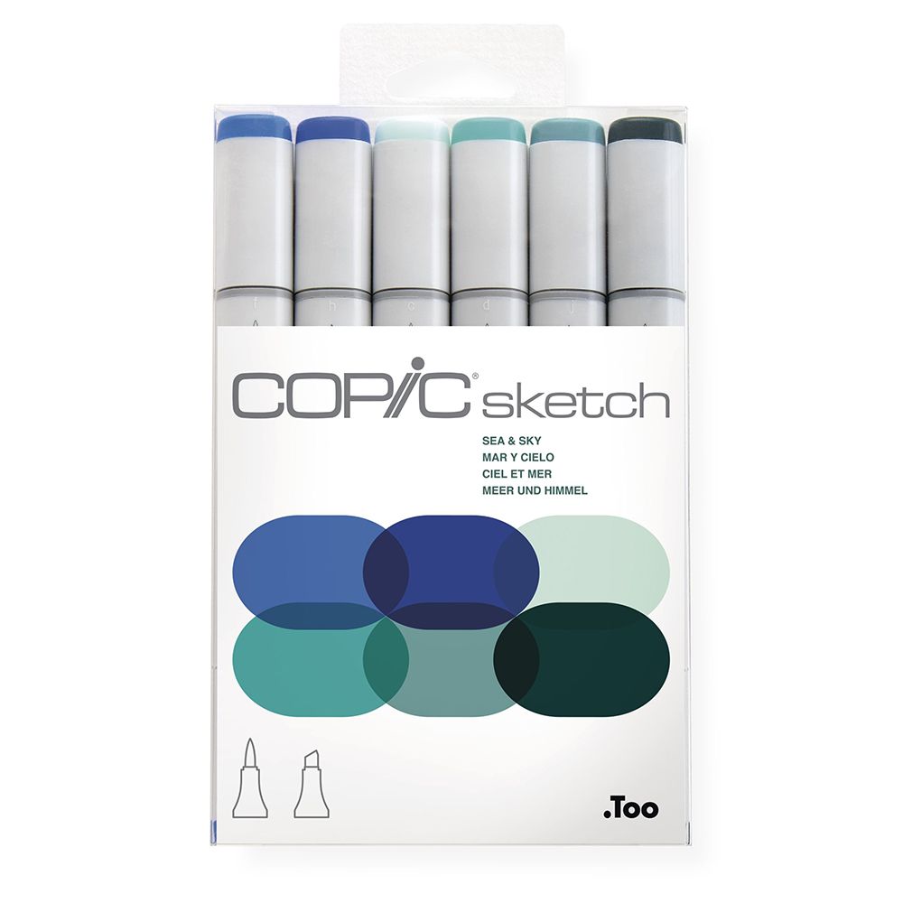 Набор маркеров перманентных "Copic Sketch", 6 цветов, синие оттенки