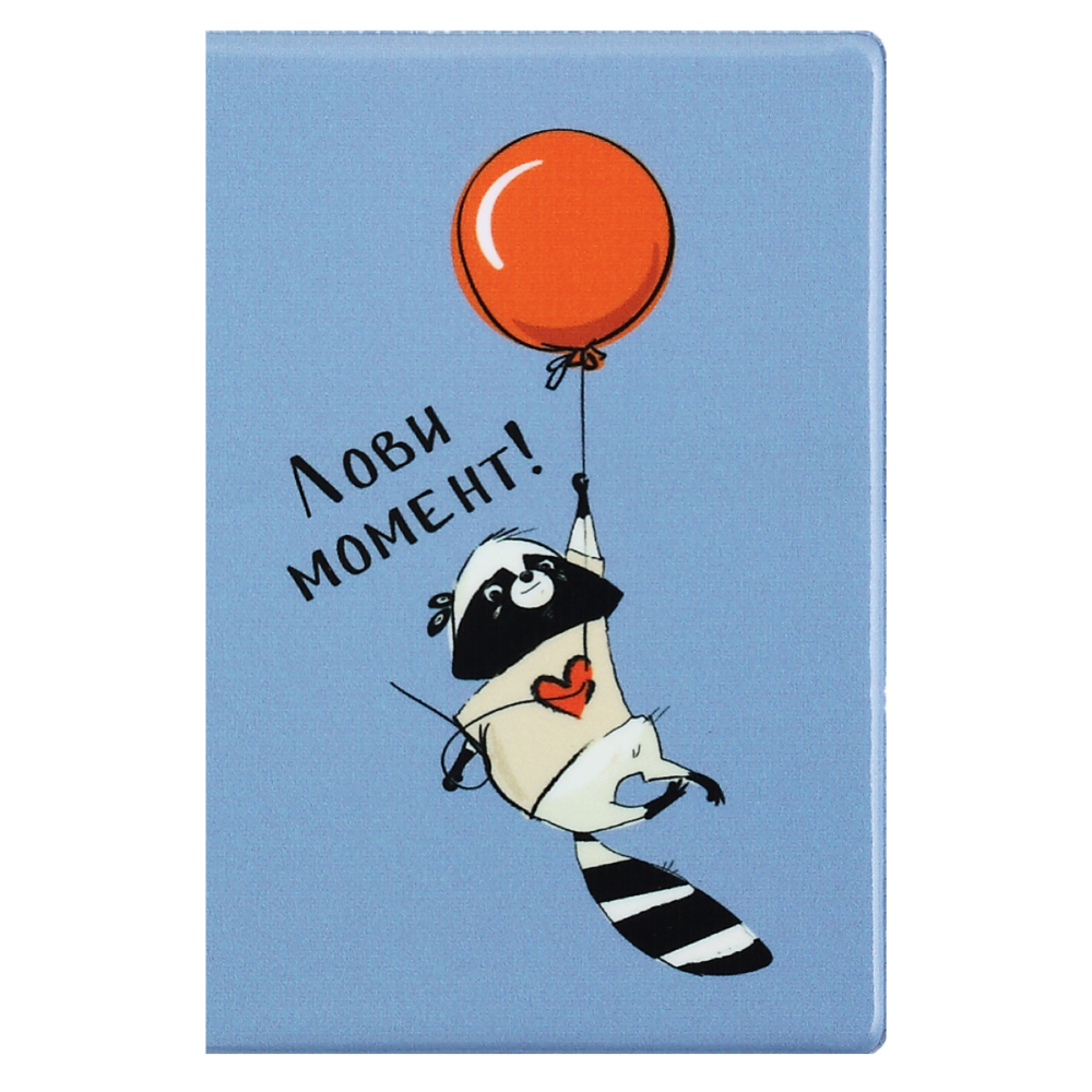 Обложка для паспорта "Енот", голубой