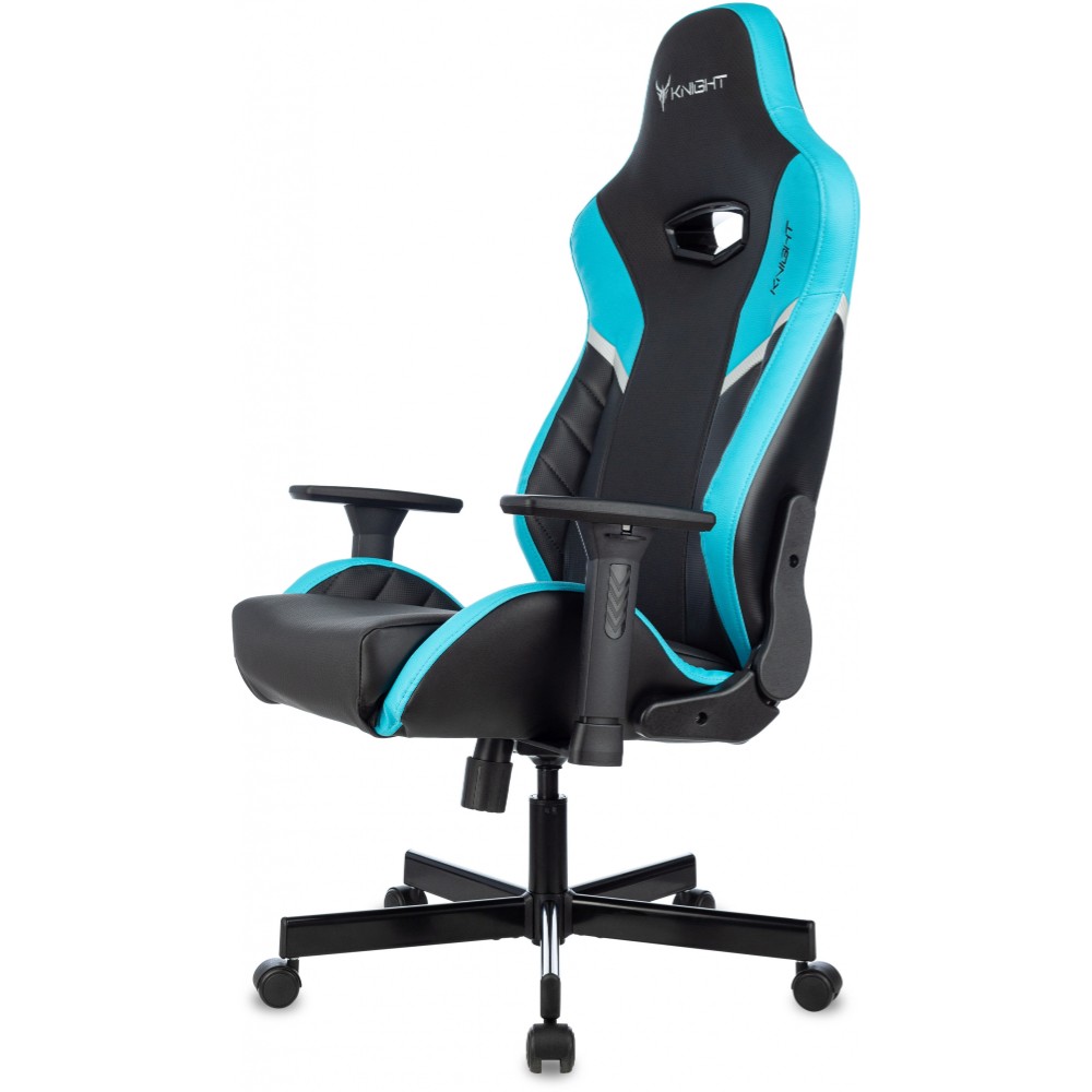 Кресло игровое Бюрократ Knight Thunder 5X экокожа, черный, голубой, металл - 17