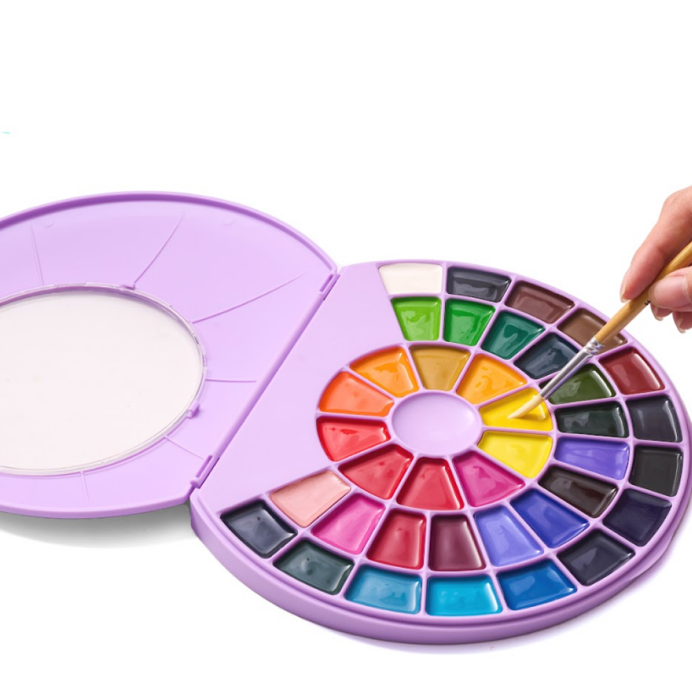 Краски акварельные "Himi", набор, 38 цветов, фиолетовый футляр