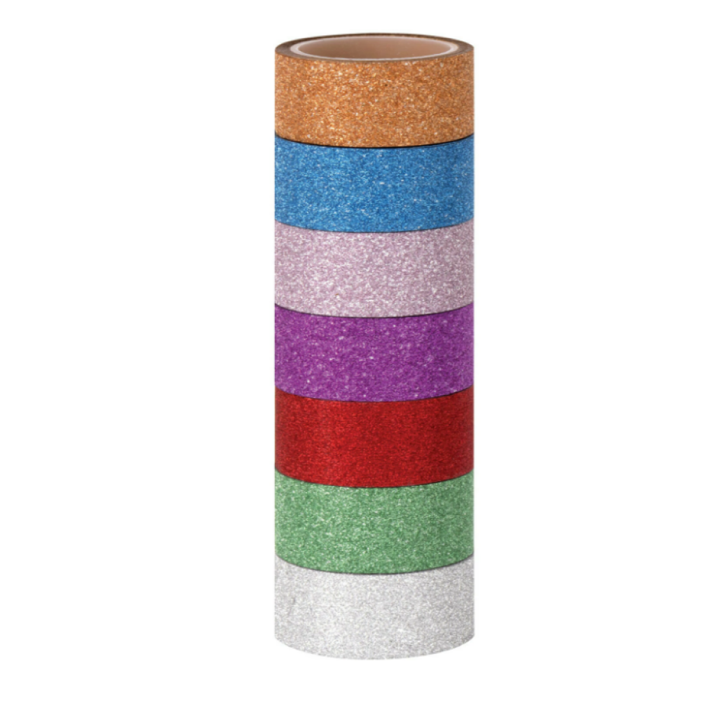 Клейкая лента "Интенсив" с блестками, 15х3 мм/м, 7 шт, ассорти