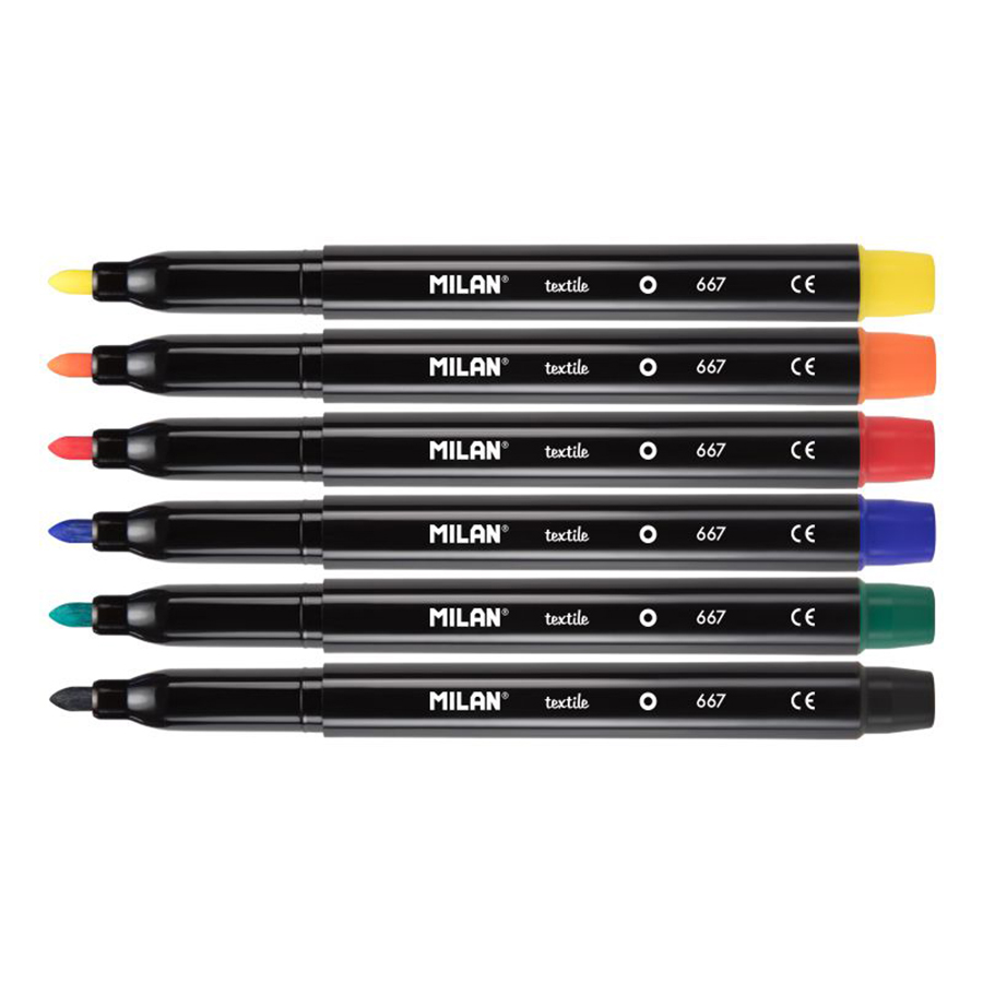 Фломастеры Milan для росписи на ткани, 6 цветов