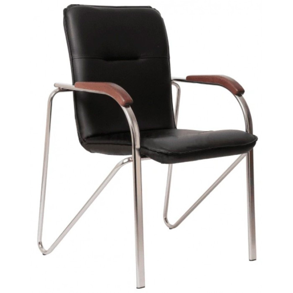 Стул для посетителей SitUp "Samba Chrome", хром, кожзам, черный 