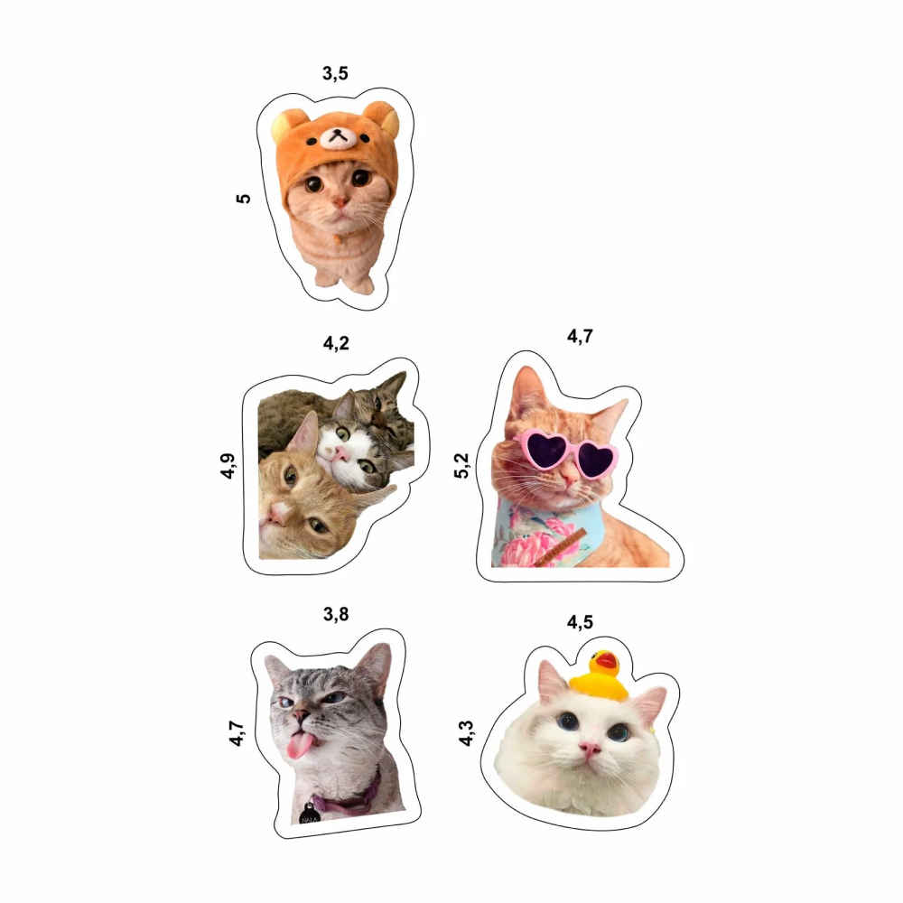 Набор наклеек объемных "Котики", А6, 1 лист, 5 шт