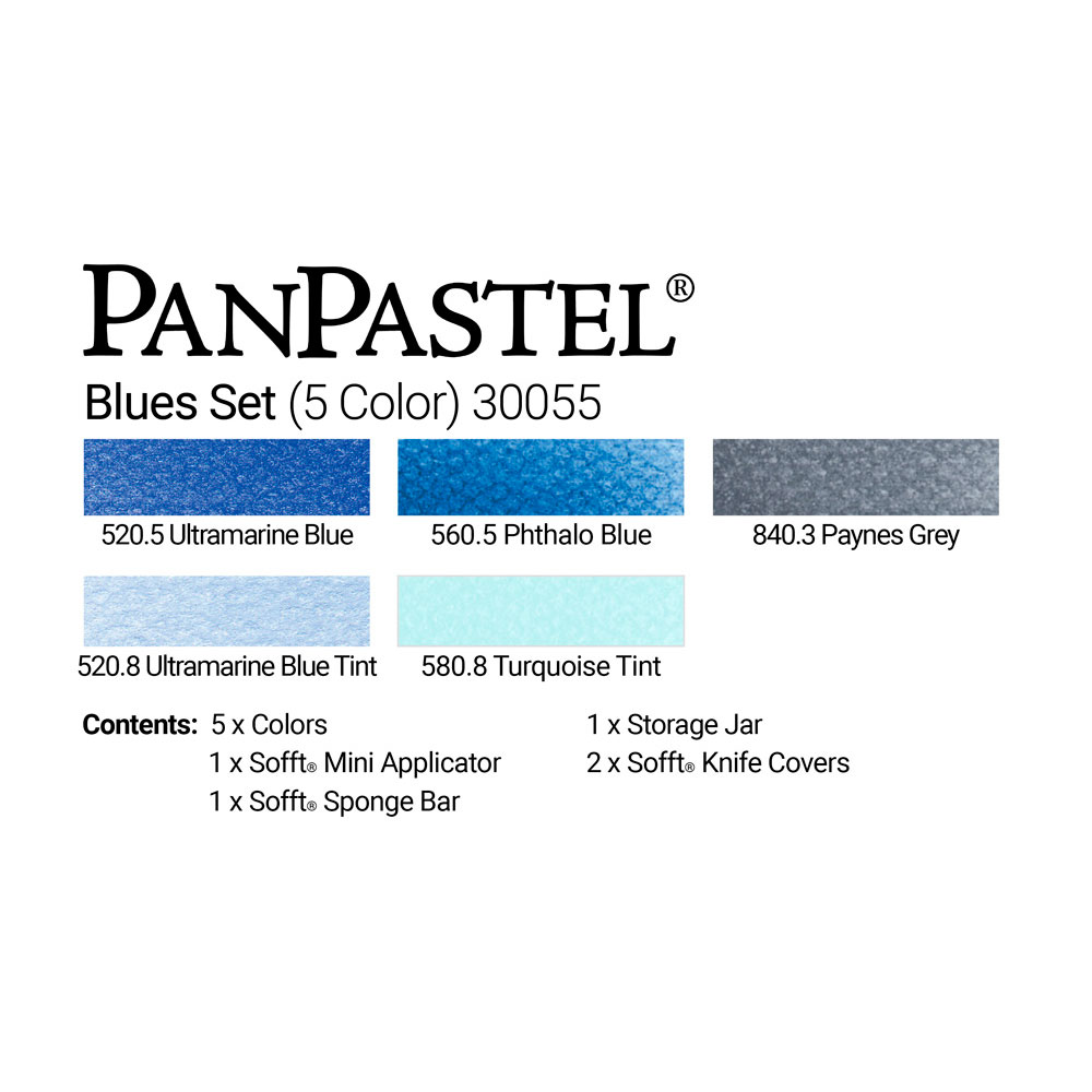 Ультрамягкая пастель "PanPastel Blues Set", 5 цветов - 3