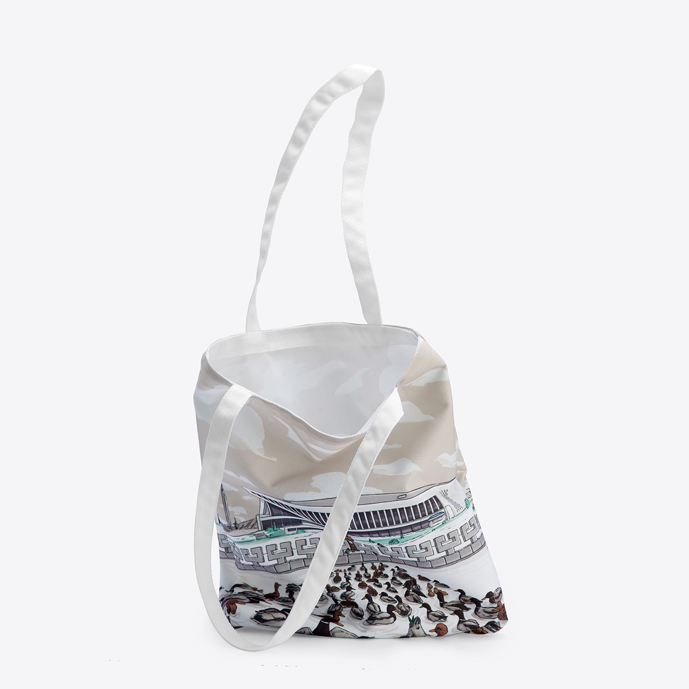 Сумка для покупок "Набережная", белый, оранжевый