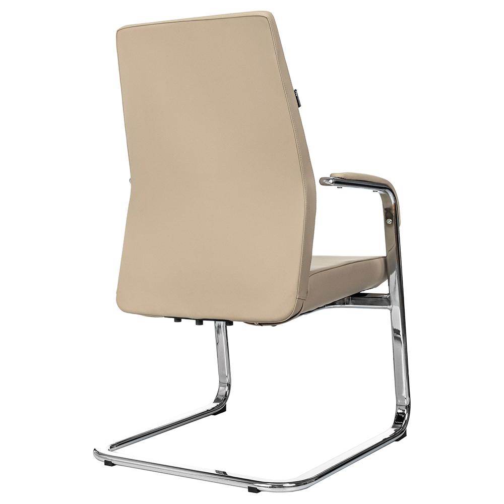 Кресло на полозьях Бюрократ "_JONS-LOW-V", натуральная кожа, бежевый, металл хром - 5