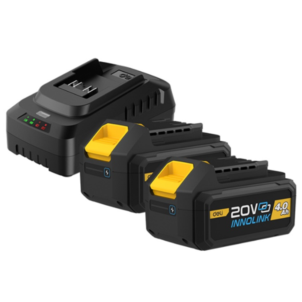 Аккумуляторная батарея "Deli", 20В, 4 Ач, 2 шт, + З/У 45 Вт, -10%