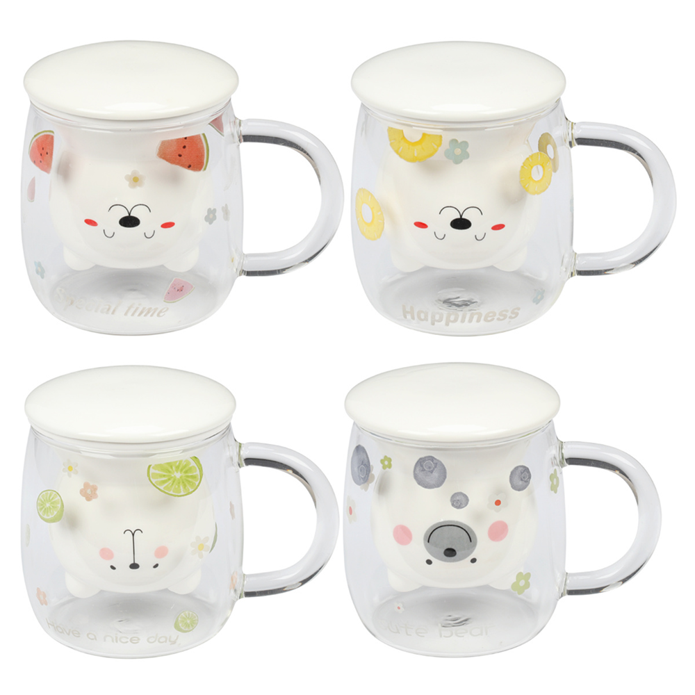 Кружка керамическая "Fruit", 420 мл, с крышкой и сито, ассорти