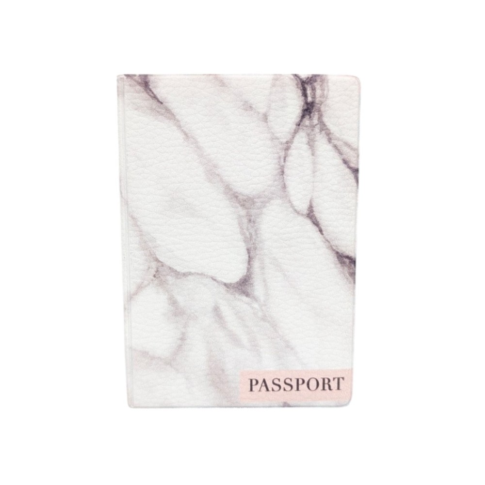 Обложка для паспорта "Marble",  кожзам., белый