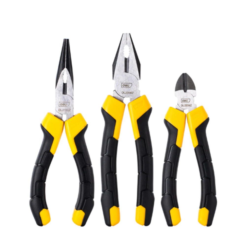 Набор плоскогубцев Deli "EDL2008Z-3", 3 шт, черный, желтый