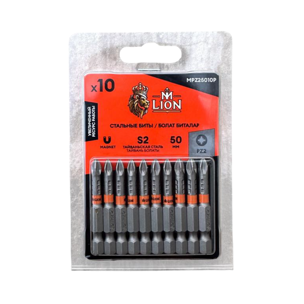Бита стальная M-Lion MSBPH225-10, PH 2х25 мм, 10 шт/упак