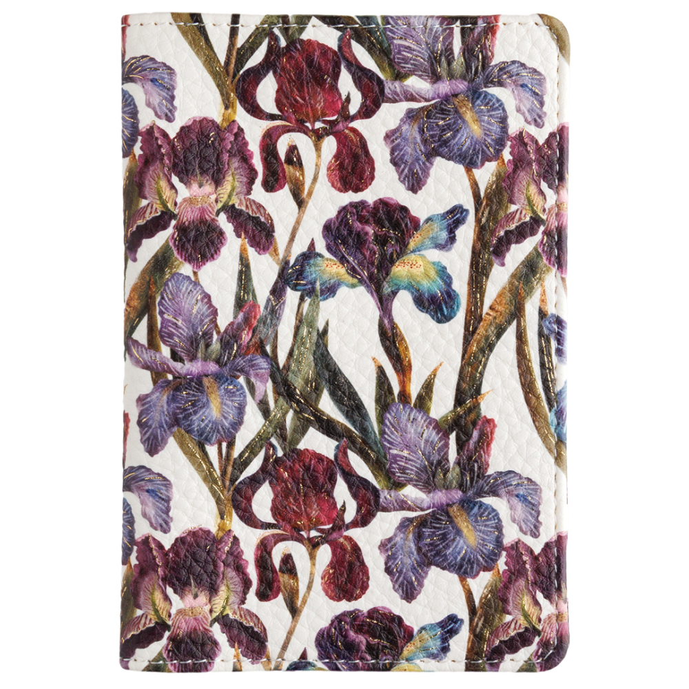 Обложка для паспорта "Flora. Ирисы", кожзам., белый