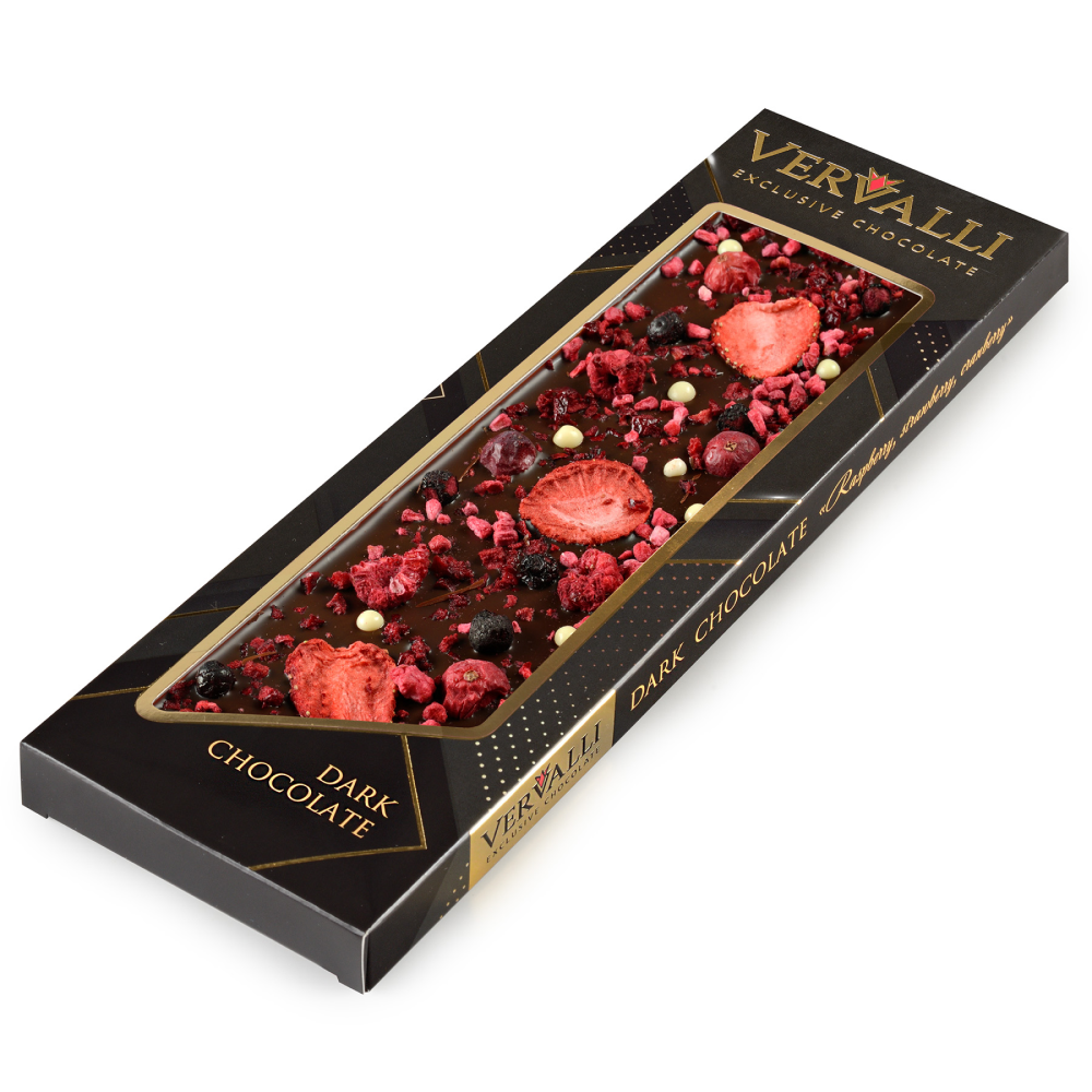 Шоколад темный "Vervalli. Малина, клубника, клюква", 110 гр. - 3