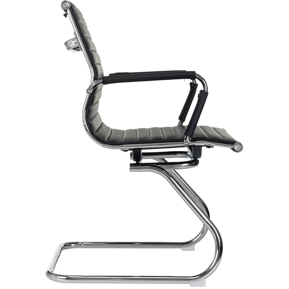 Кресло на полозьях "Бюрократ CH-883-LOW-V", экокожа, черный, металл хром - 4