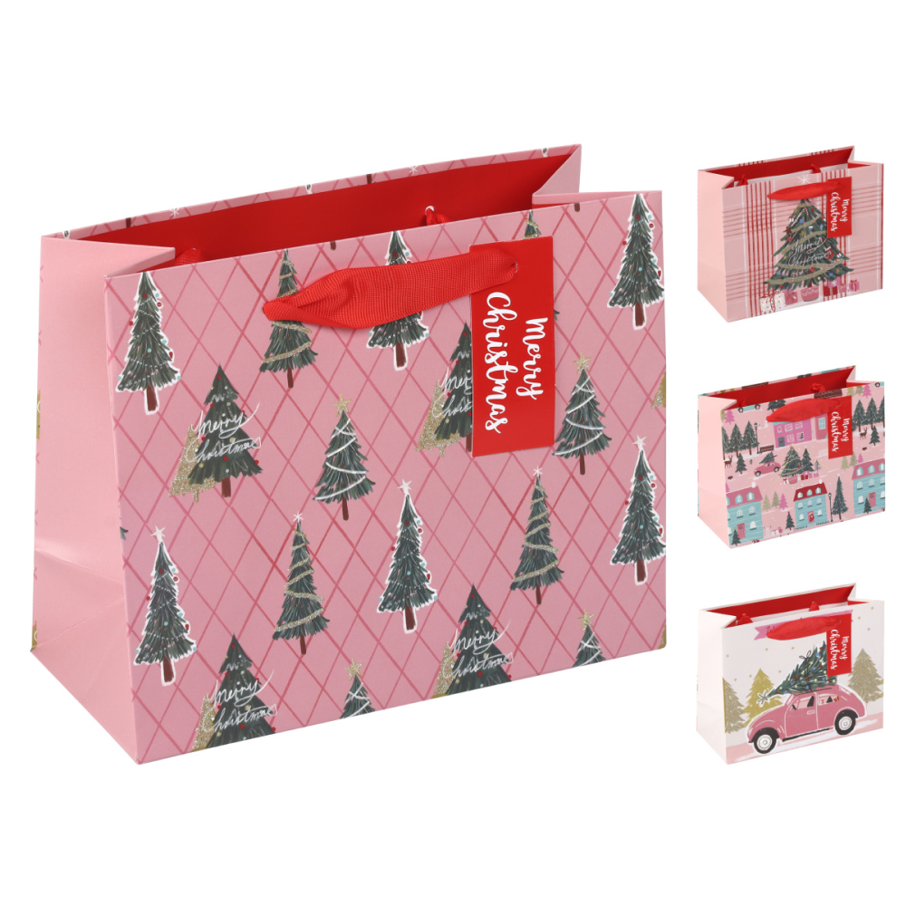 Пакет бумажный подарочный "Новогодняя суета", 23х18х10 см, ассорти