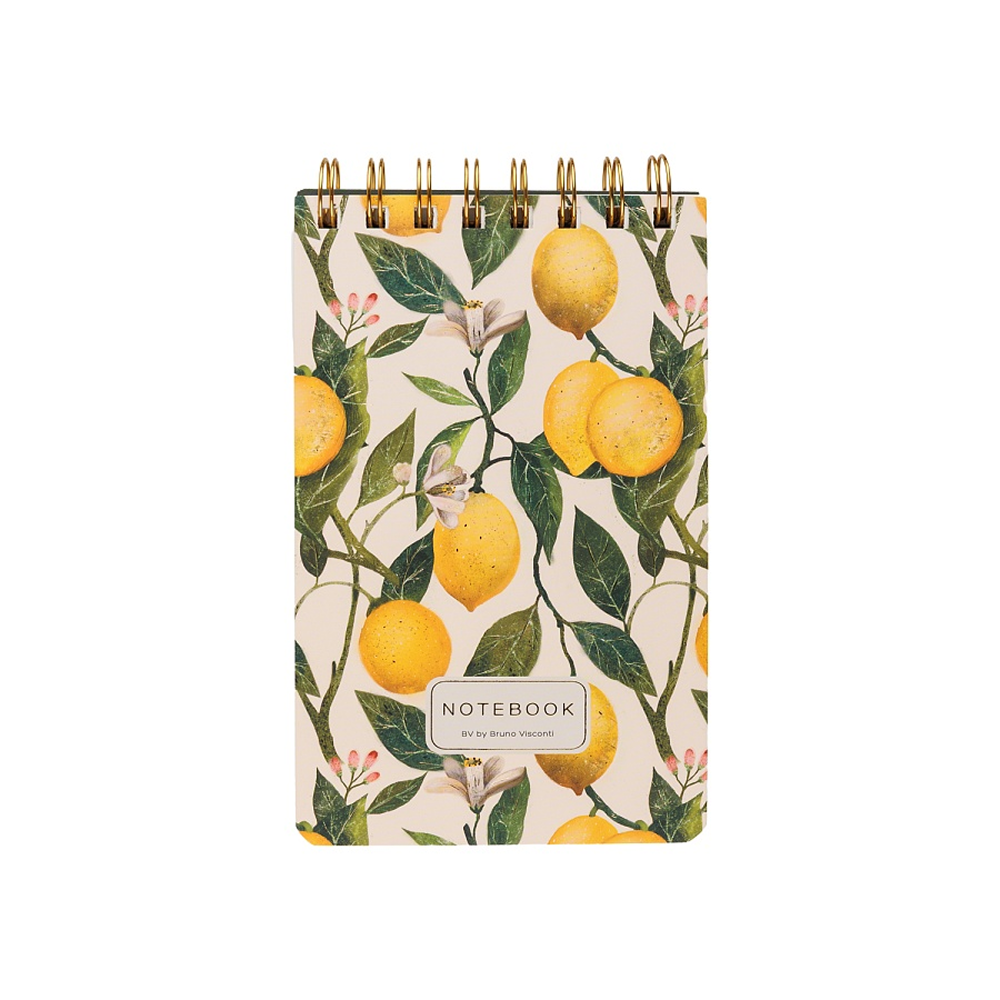 Блокнот "Flora. Paradise. Lemons", В6, 100 листов, линейка, спираль сверху, белый, желтый