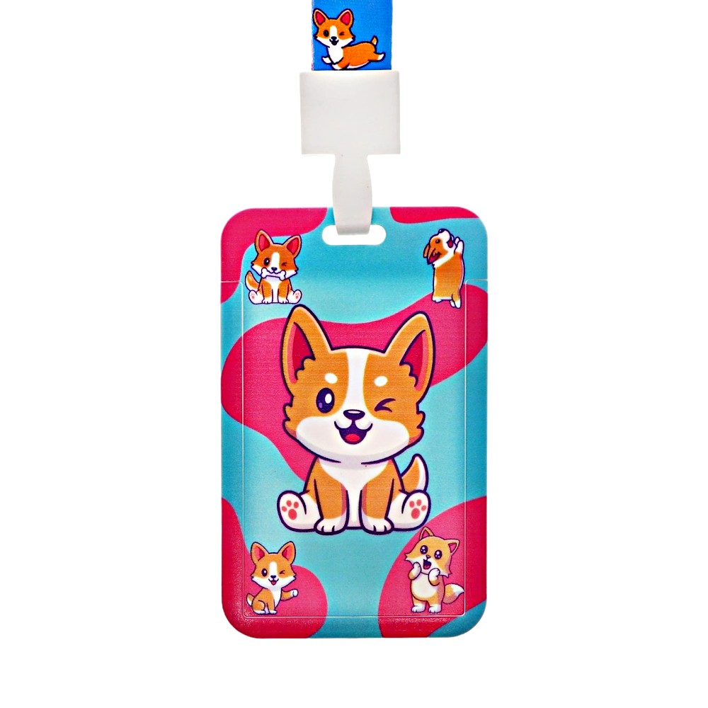 Бейдж "Корги", 82х52 мм, на ремешке