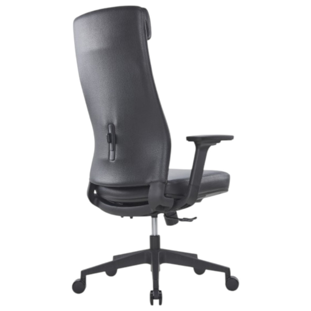 Кресло компьютерное SitZone CH-366A, натуральная кожа, алюминий, черный  - 4