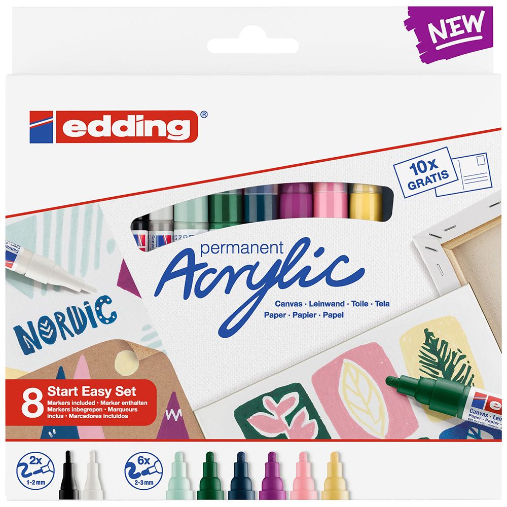 Набор маркеров акриловых "Edding Starter Set Nordic", 8 шт.