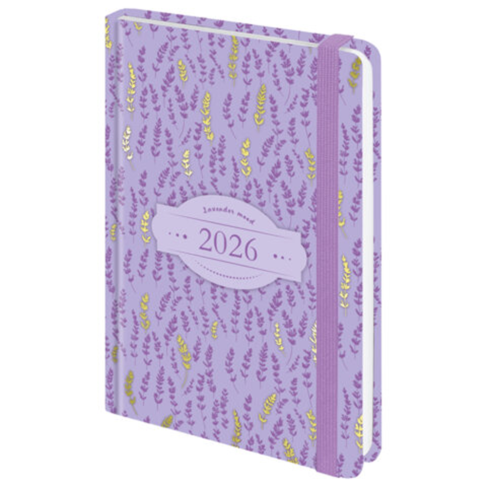 Ежедневник датированный "Лаванда" на 2026 год, А5, 320 страниц, на резинке, сиреневый