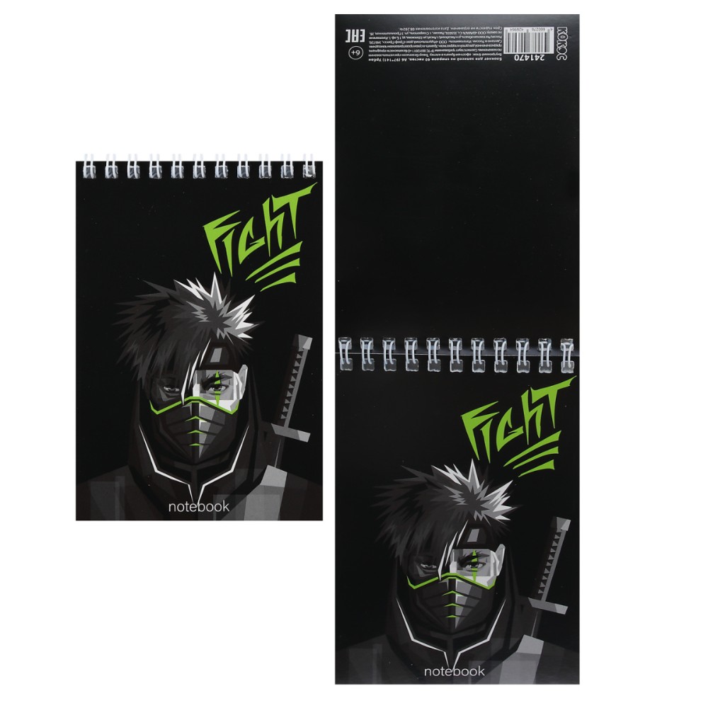 Блокнот "Урбан", А6, 97x141 мм, 40 листов, в клетку, спираль сверху, ассорти