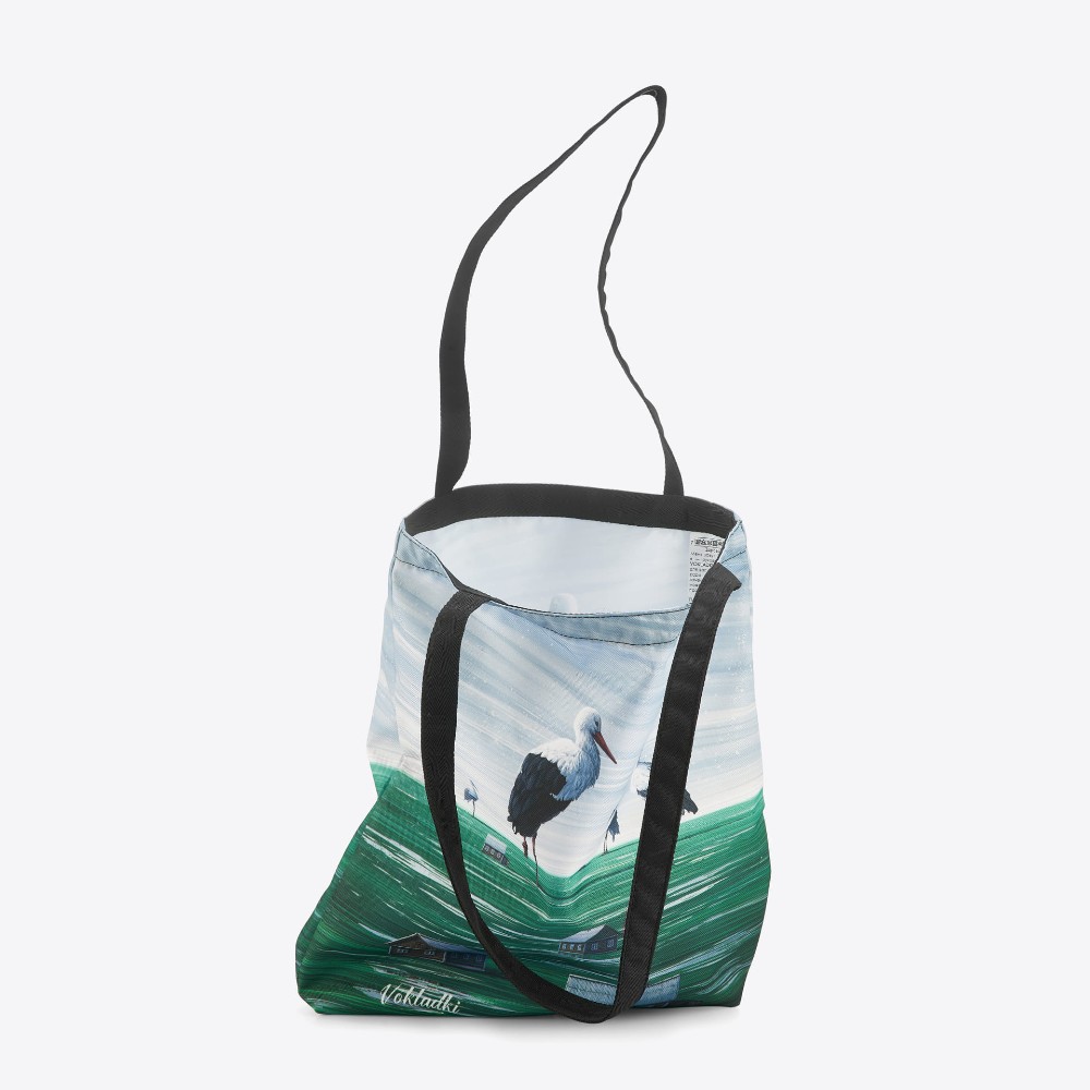 Сумка для покупок "Палессе", с длинными ручками, полиэстер, серый, зеленый