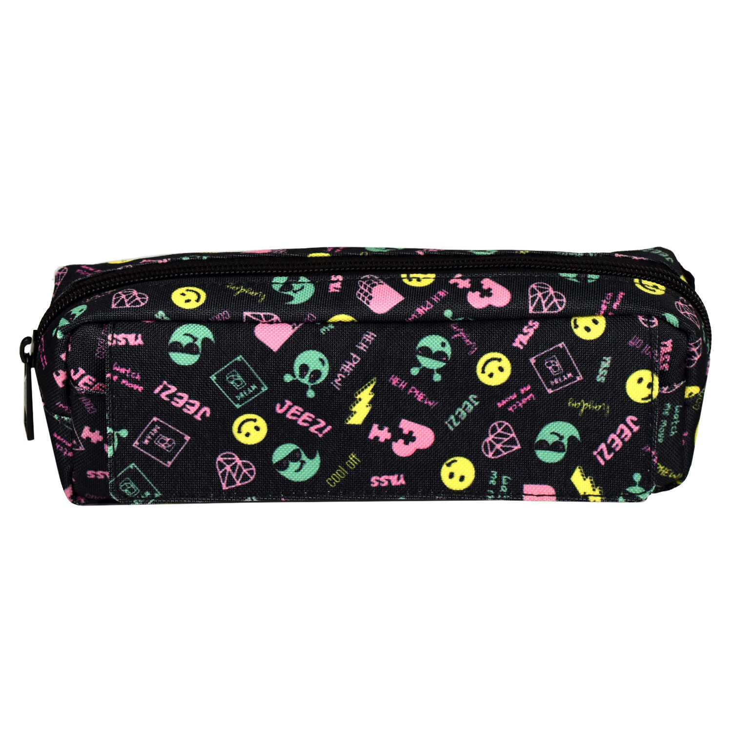 Пенал Феникс+ "Яркие фразы. Смайлики" 1 отделение, черный - 5