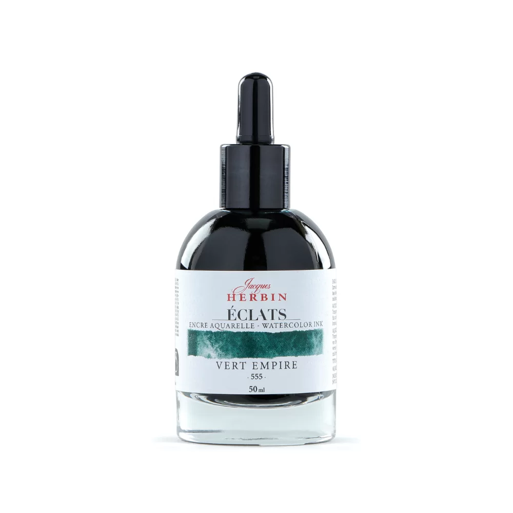 Чернила акварельные "Herbin. Eclats", имперский зеленый, 50 мл.