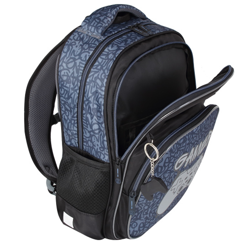 Рюкзак школьный "COMFORT Life Gamer", черный, синий - 5