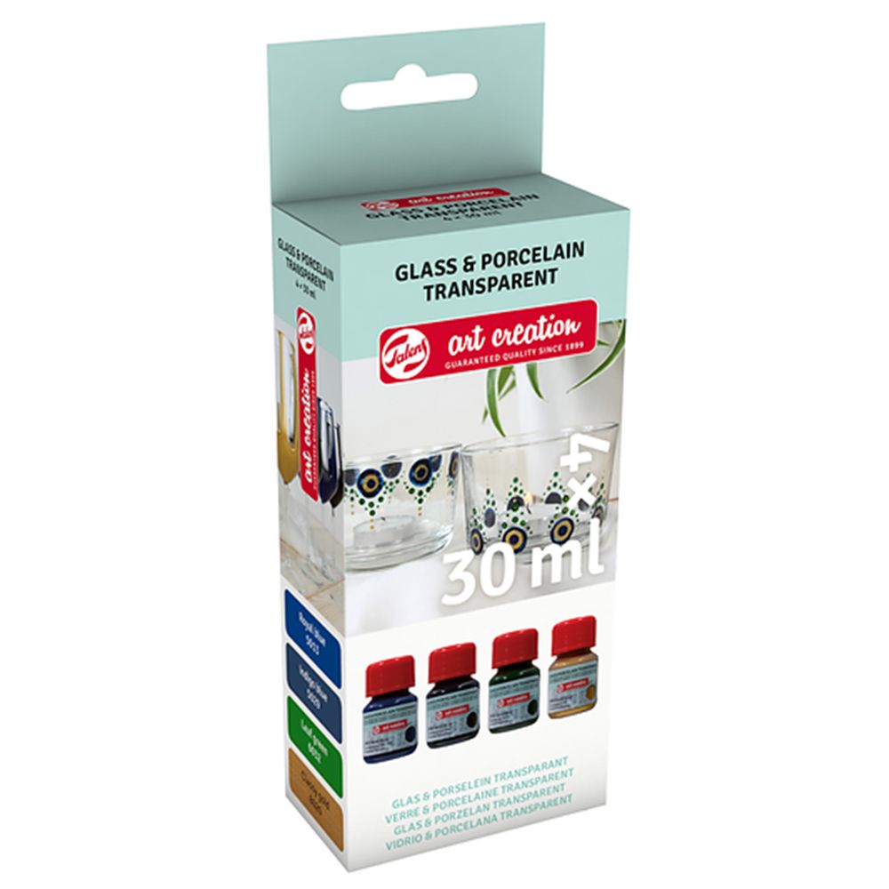 Набор красок декоративных "GLASS&PORCELAIN TRANSPARENT", 4 цвета, 30 мл