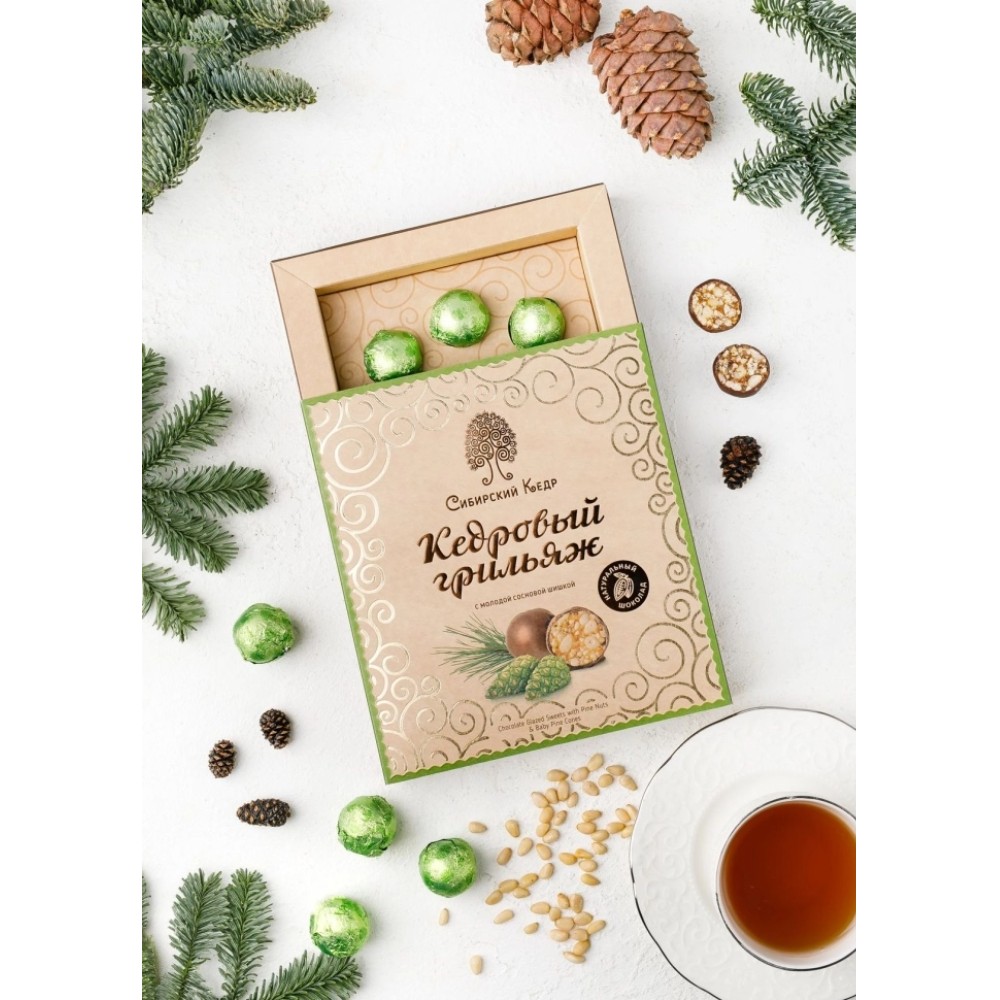 Конфеты "Кедровый грильяж" 120 гр., с сосновой шишкой - 5