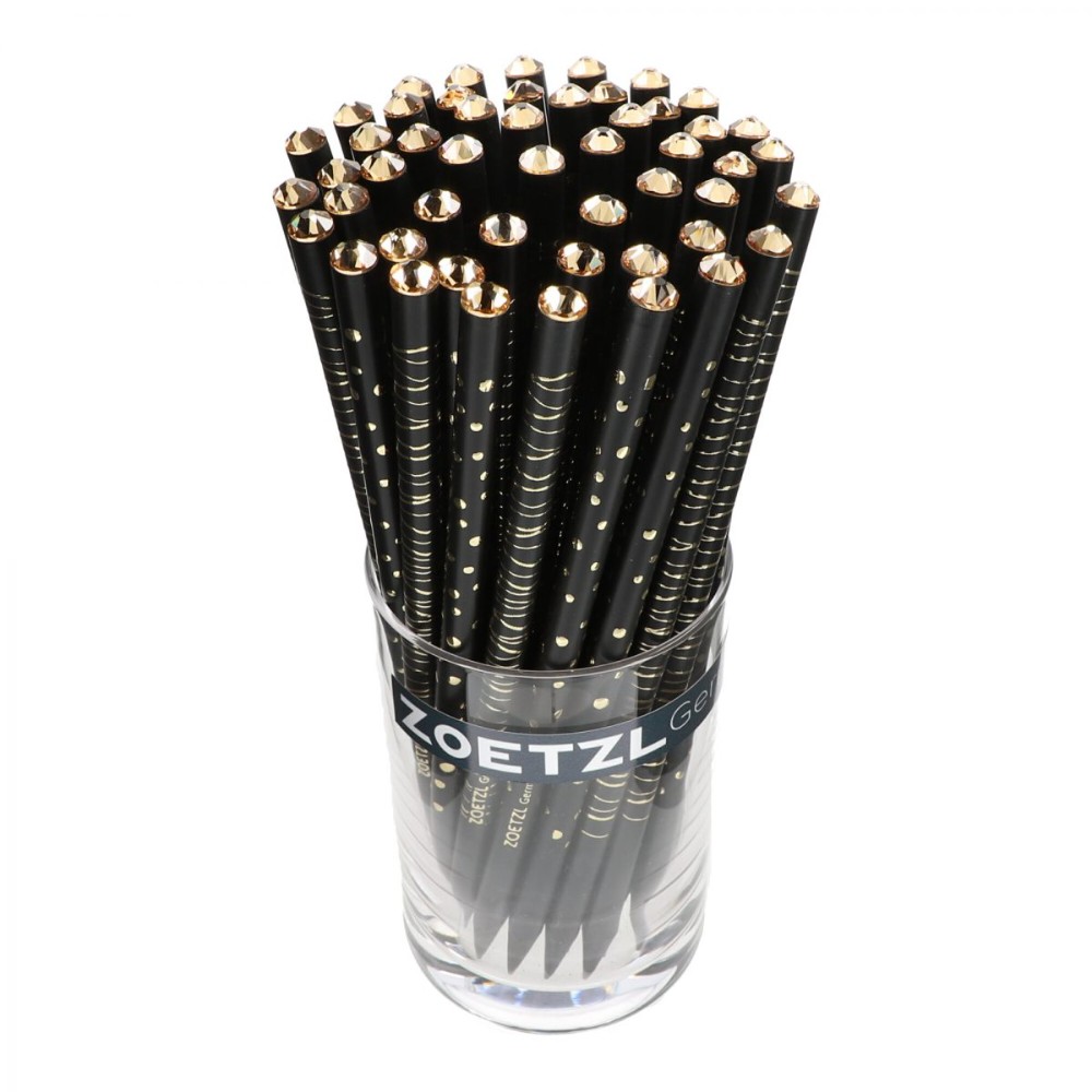 Карандаш простой "Shiny Gold Mix", черный-золотой со стразами