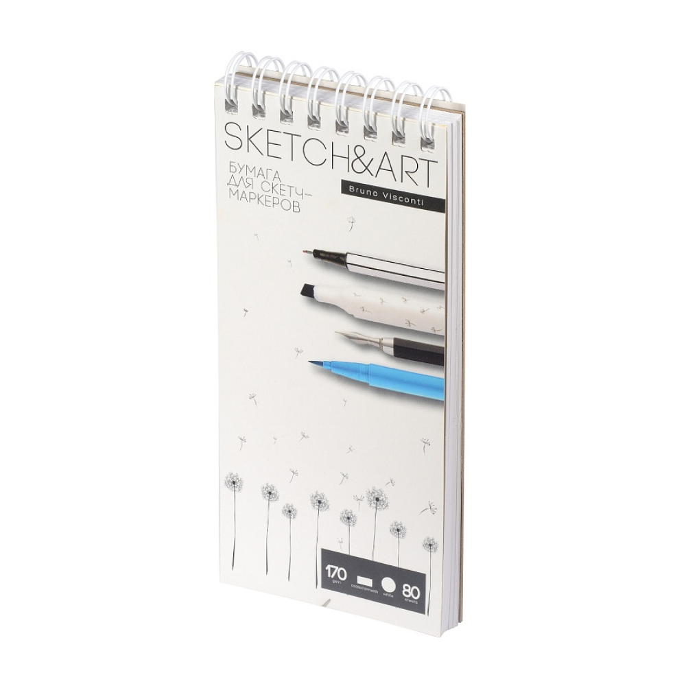 Скетчбук "Sketch&Art", 10.5х22 см , 170 г/м2, 80 листов, на спирали