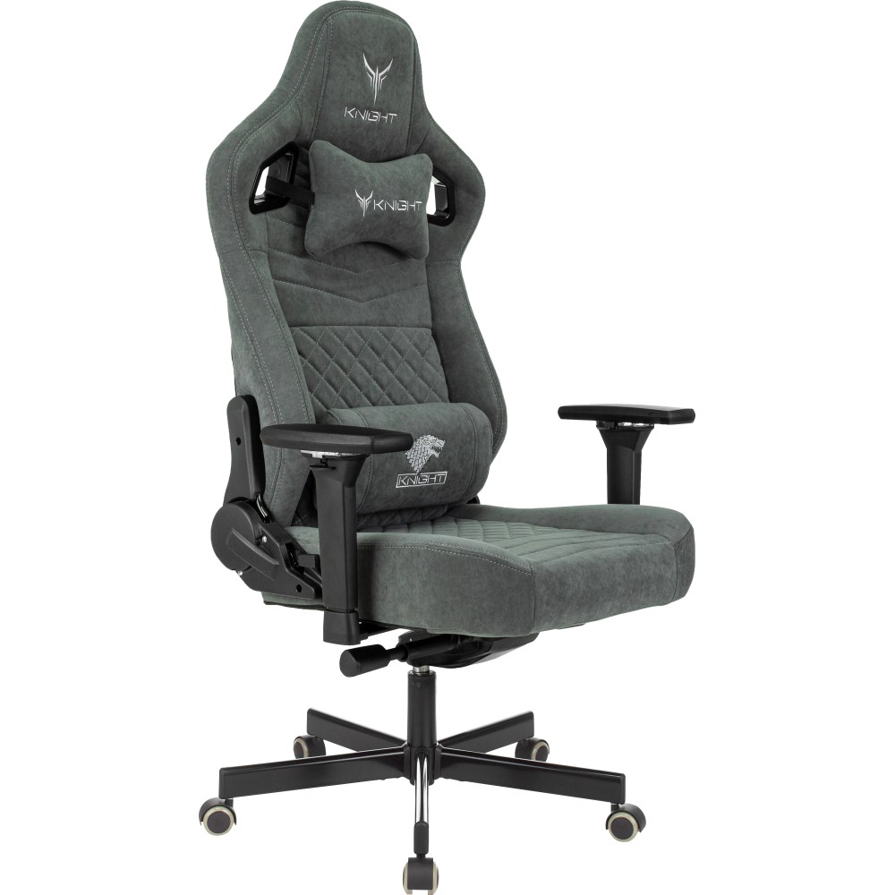 Кресло игровое Бюрократ Knight Hunter, искусственная замша, серый