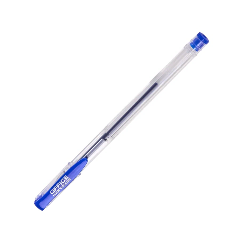 Ручка гелевая "Office Products", 0.5 мм, прозрачный, стерж. синий