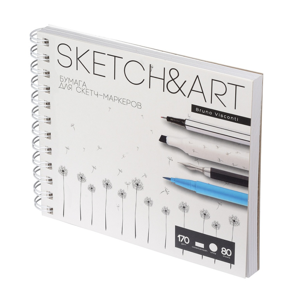 Скетчбук "Sketch&Art", 18х15.5 см, 170 г/м2, 80 листов, на спирали