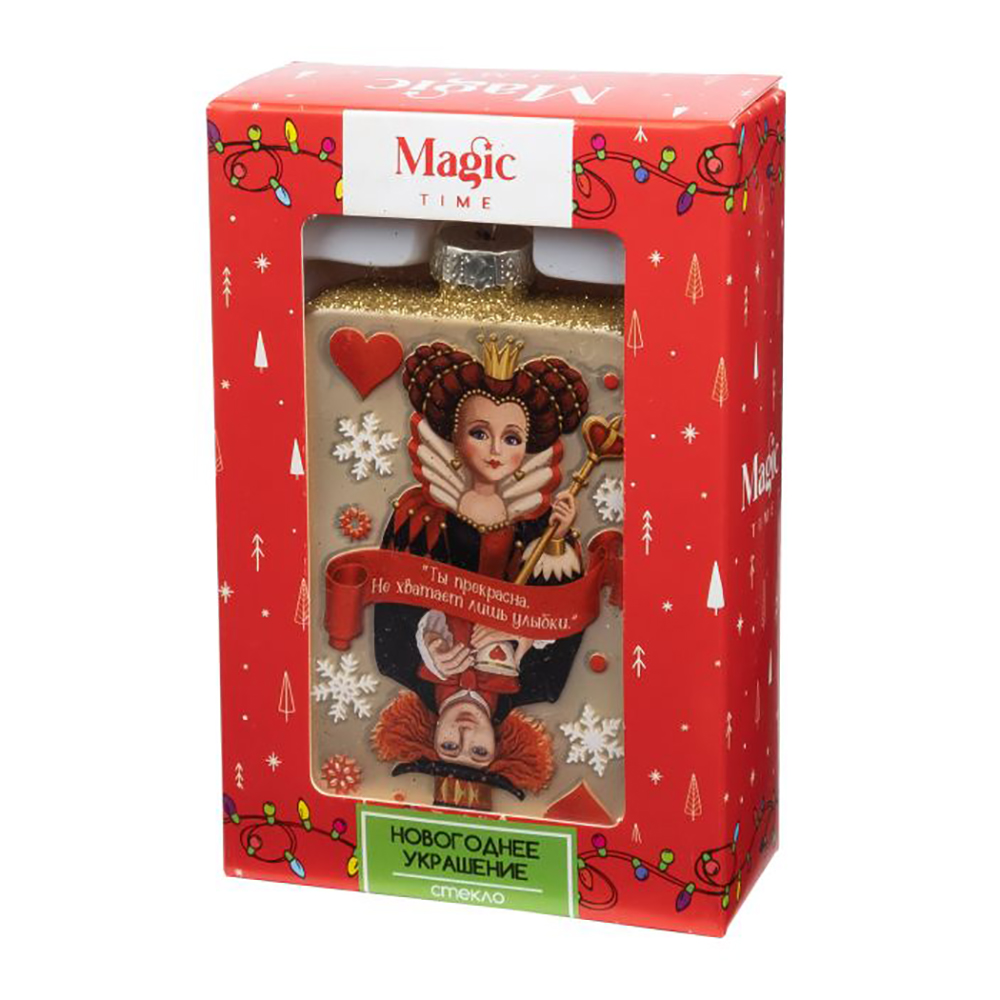 Украшение новогоднее "Карта Черви из Страны чудес", белый, красный - 2