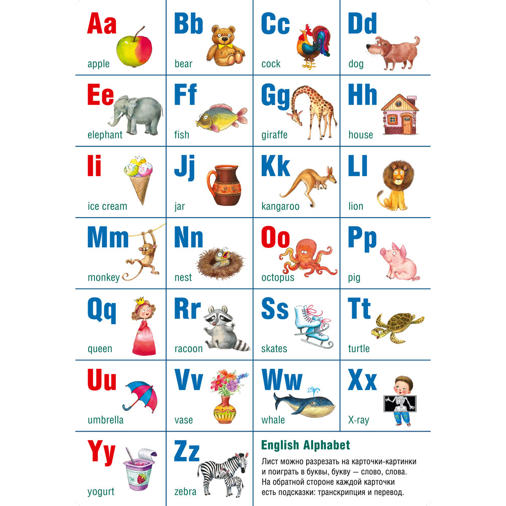 Плакат "Английский алфавит. Учебно- наглядное пособие", А2