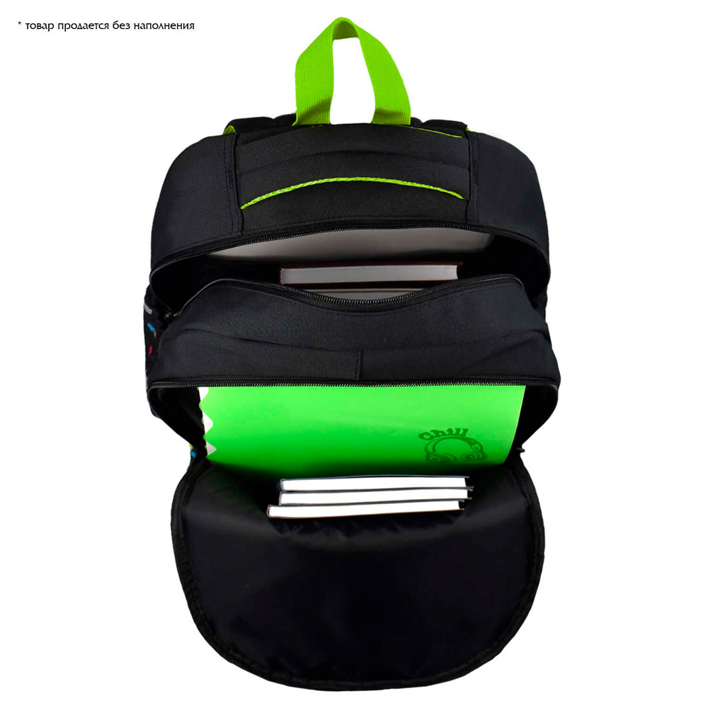 Рюкзак школьный "Цифровая атака", черный, зеленый - 6