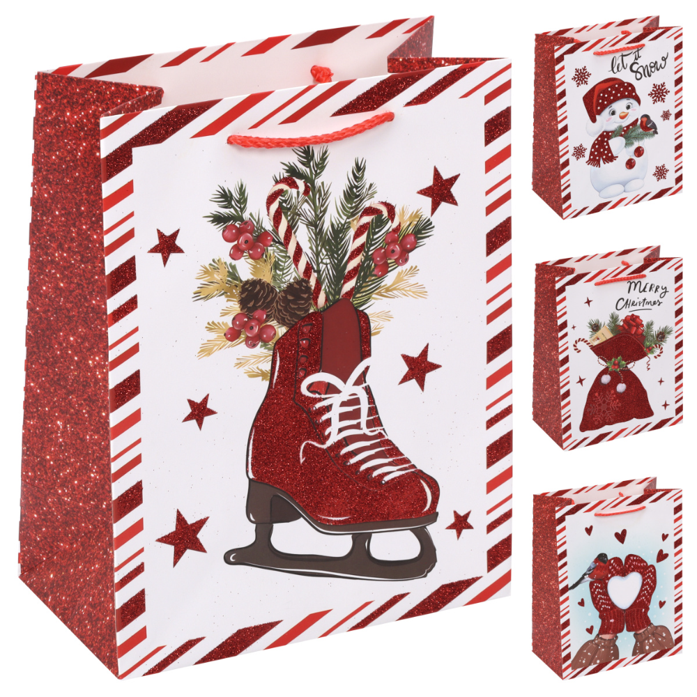 Пакет бумажный подарочный 18*23*10 см "Новый год!" ассорти