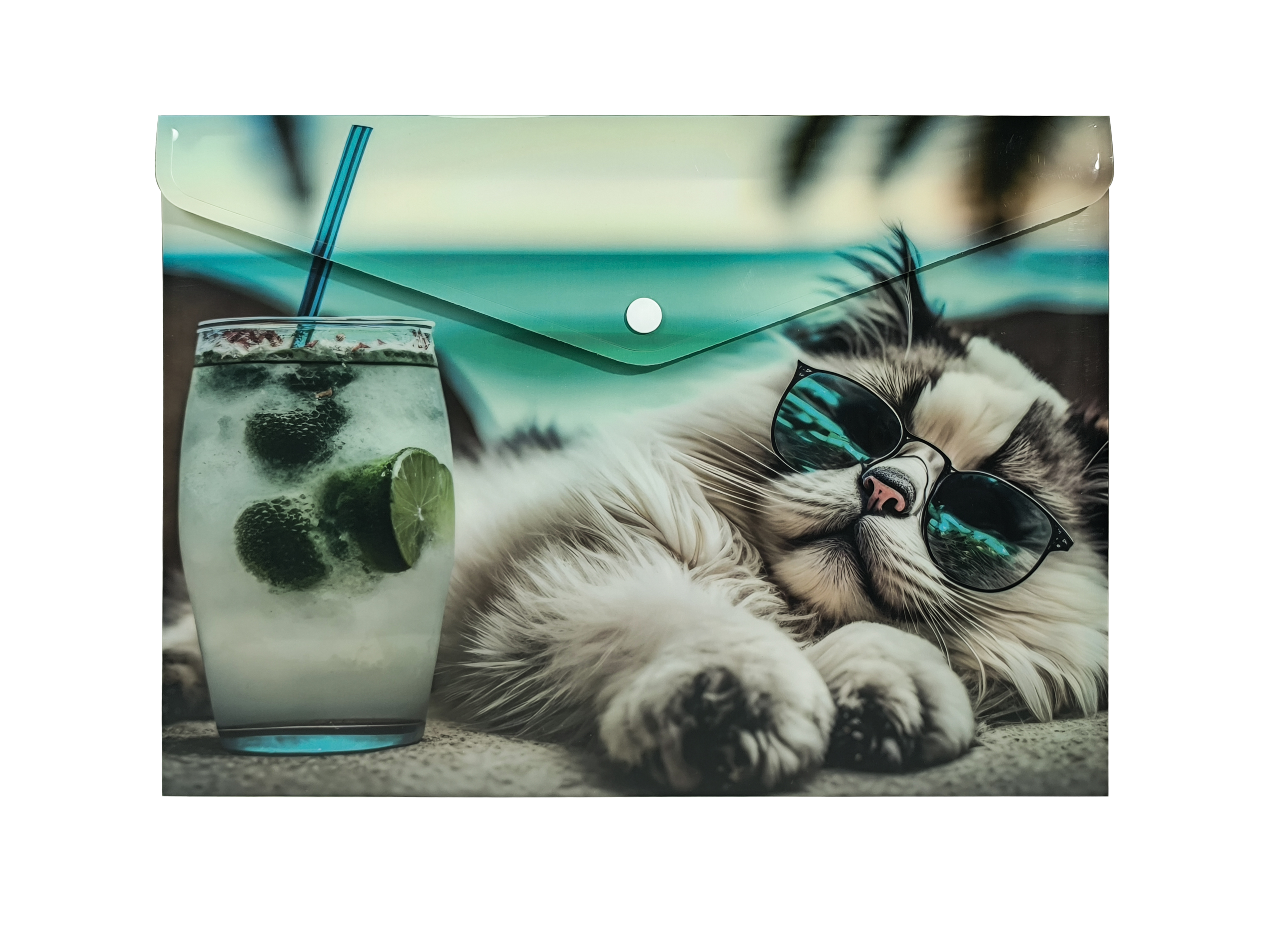 Папка-конверт на кнопке "Chillout cat", А5, разноцветный