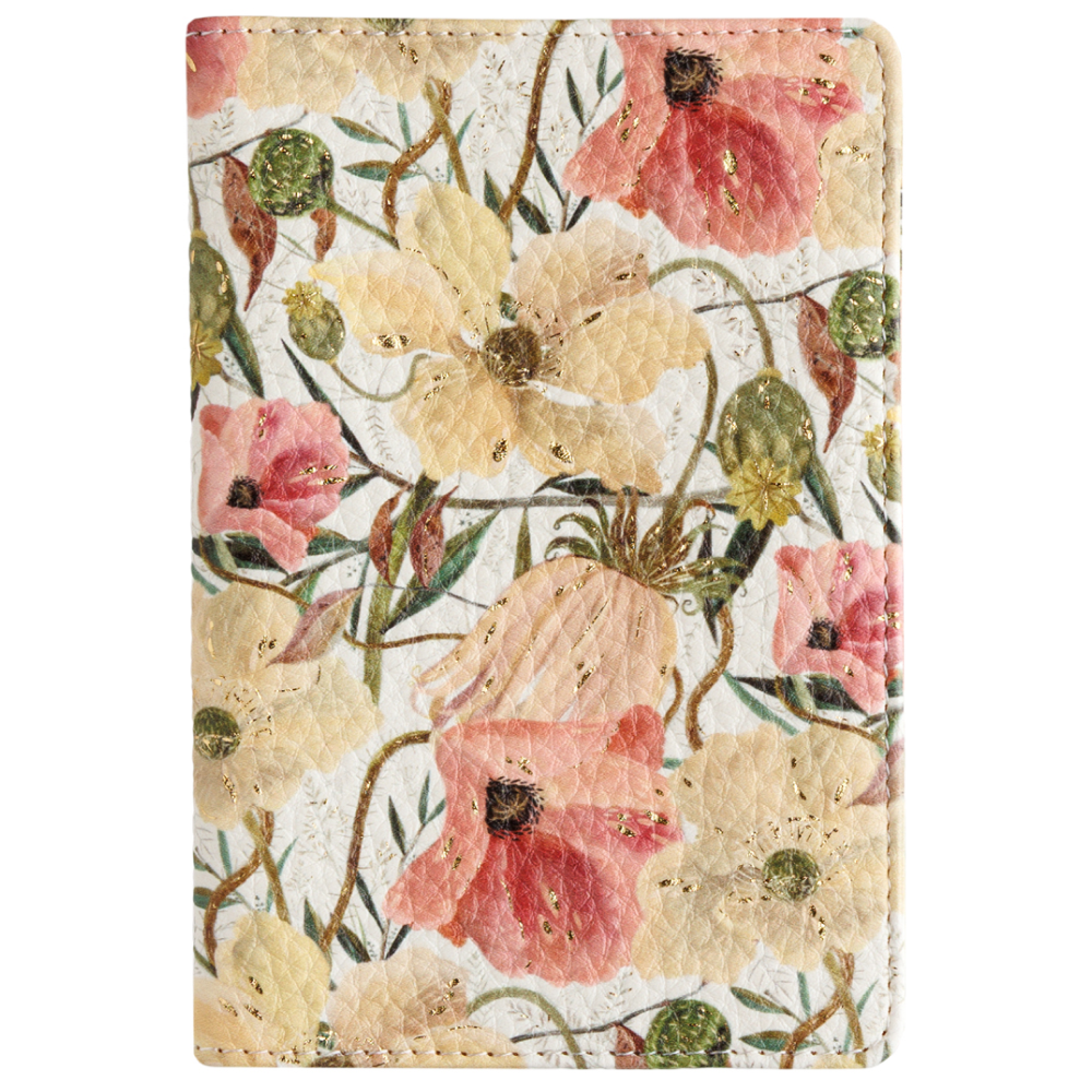 Обложка для паспорта "Flora. Цветочная страсть", кожзам., белый, желтый