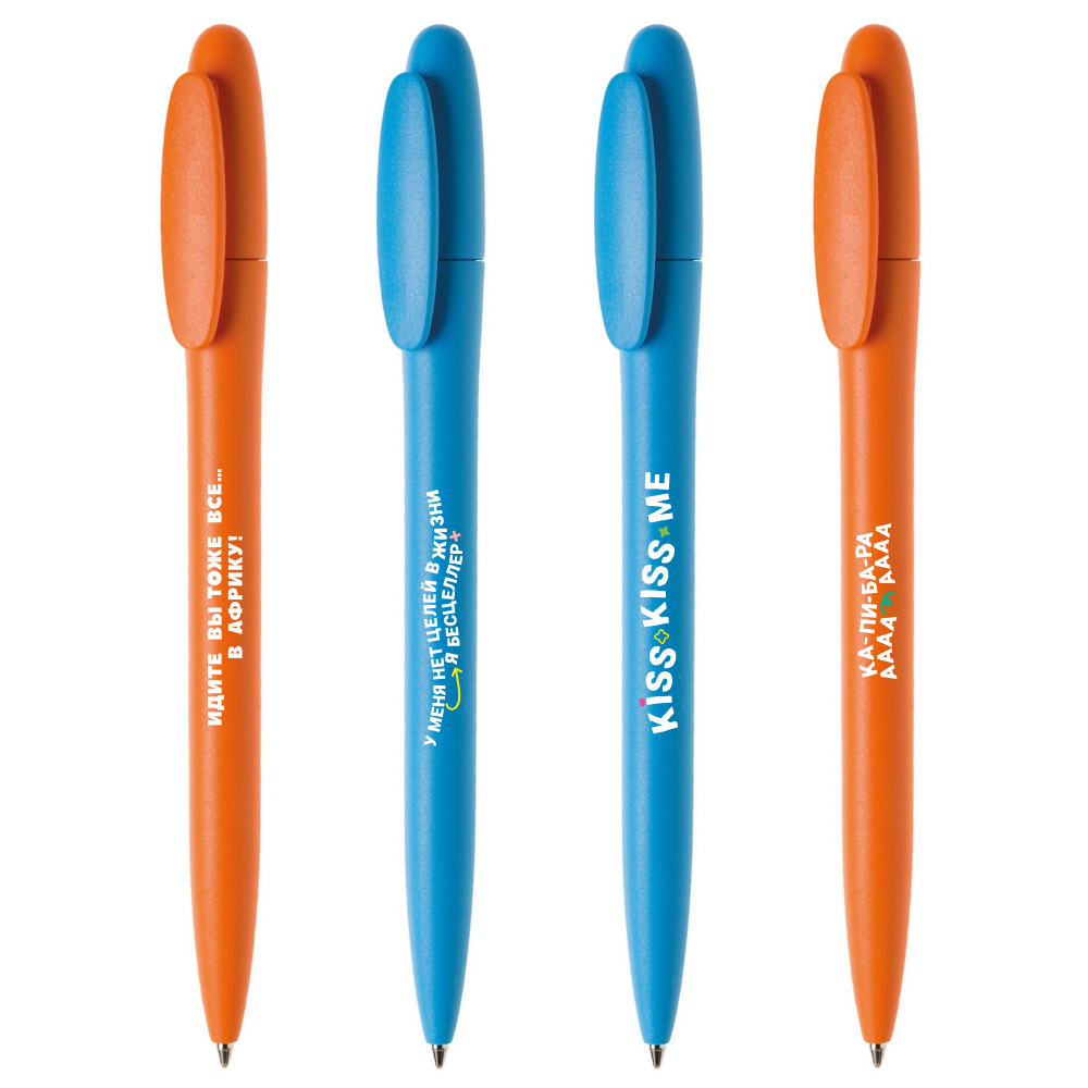 Набор ручек шариковых автоматических "Кiss kiss me", 1.0 мм, разноцветный, стерж. синий, 4 шт