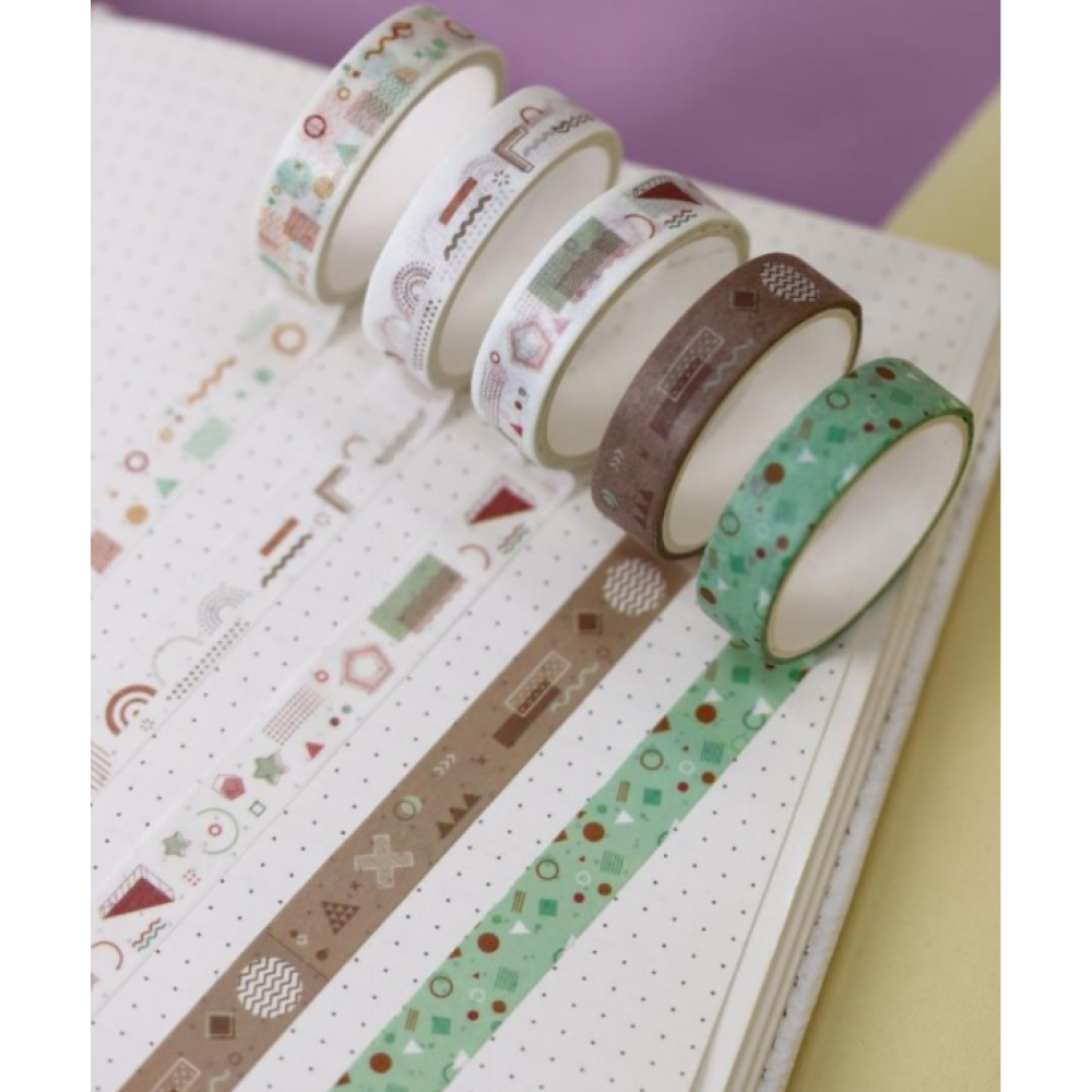 Клейкая лента "Designer prints. Drawings" 10 мм*2 м, 5 шт/упак, ассорти - 3