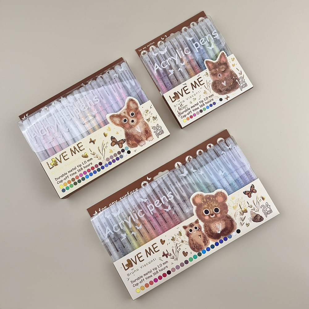 Набор ручек акриловых "Love me", шариковые, 1 мм., пластиковые, 12 штук - 7