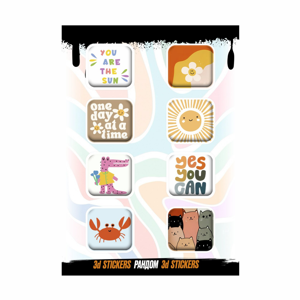 Набор наклеек объемных "Рандом №2", А6, 1 лист, 8 шт.